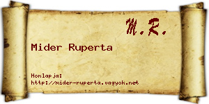 Mider Ruperta névjegykártya
